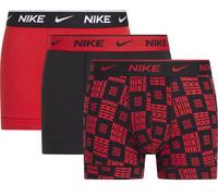 Herren Boxershorts Nike Everyday Cotton Stretch Trunk 3P - logo checkers print/uni red/black - Mehrfarbig (S)