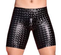 Herren Boxershorts PU Leder Shorts Party Club Enge Shorts Männer Unterhose Latex Kurze Hose Wetlook Boxer Latex Kurze Hose Legging Sportleggings Lack Optik Hipster Slip Unterwäsche