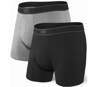 Saxx - Daytripper Boxer Brief Fly 2-Pack - Kunstfaserunterwäsche, Gr. M, grau (Black/GreyHeather)
