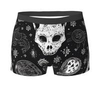 Herren-Boxershorts, weich, atmungsaktiv, feuchtigkeitsableitend, Stretch, Totenkopf-Design, Katze, Mond, Gothic-Slip, Shorts, Unterwäsche für Männer, Schwarz , XL