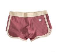 Herren-Boxershorts, weiche Baumwolle, atmungsaktiv, für Zuhause, Nachtwäsche, klassischer einfarbiger Stil, Größe M, Rot