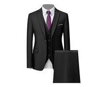 Herren Bräutigam Blazer Weste Hosen Set Slim Fit Anzüge Bräutigam Smoking Set Ein-Knopf Hochzeit Business Anzug, schwarz 2, 4XL