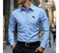 Herren Business Lässig Langarm gestreiftes Hemd, schöne Hemden für Herren Business Lässig, Herren Hemden Lässig Slim Fit, besticktes Hemd