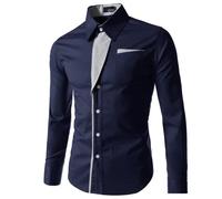 Herren Businesshemd Stretch Freizeithemd Pure Langarm Anzug Bügelfrei Regular Fit Hochzeit Mit Tasche Arbeitshemd Langarmhemd Stehkragen BlaugrüN