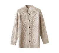 Herren-Cardigan Mit Langen Ärmeln Zopfmuster Grob Gestrickter Cardigan Warm Im Winter Pullover Business-Jacke Normale Passform Ideal Für Lässige Looks Strickjacke für Herren mit Zopfmuster L