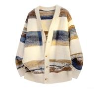 Herren Cardigan Polyester Loose Fit Schwarz Aprikot Herren Cardigan | Oversize Passform, V-Ausschnitt, langärmelig, ideal für layering im Winter und Frühling