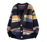 Herren Cardigan Polyester Loose Fit Schwarz Aprikot Herren Cardigan | Oversize Passform, V-Ausschnitt, langärmelig, ideal für layering im Winter und Frühling