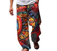 Herren Cargo Hosen Männer Baggy Hose Stretch Lang Lässig Sporthose Punk Stil Jogginghose Hawaii Stil Strandhose Hochelastisch Trainingshose beiläufiger bunter Druck-ethnische Zoll lose