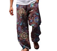 Herren Cargo Hosen Männer Baggy Hose Stretch Lang Lässig Sporthose Punk Stil Jogginghose Hawaii Stil Strandhose Hochelastisch Trainingshose beiläufiger bunter Druck-ethnische Zoll lose
