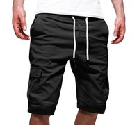 Herren-Cargo-Shorts, elastische Taille, 3/4-Hose, schmale Passform, Stretch, Arbeitsshorts, Sommer, unterhalb des Knies, lang, kurze Hose mit mehreren Taschen, 3/4-Länge, Arbeitshose, Größe S-XXL