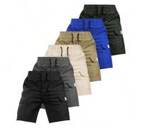 Herren Cargo Shorts im Lässig-Stil, Mehrfarbig aus Polyester mit Kordelzug Taille, verstellbarem Schulterriemen, elastischer Taille mit mehreren Tasch