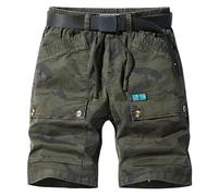 Herren Cargo Shorts Und Modische Elastische Arbeitskleidung Für Herren Dünne Lockere Atmungsaktive Arbeitshose Mit Kurze Hose Arbeitshosen Männer Stretch Cargohose Kurz Hosen Baggy Bermuda Grün L