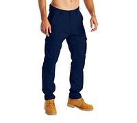 Herren Cargohose Arbeitskleidung für Lässige Stretch-100% Baumwolle gerade Freizeithose mehrere Taschen entspannte Passform Kampfarbeitshose Alle Größen 32W-44W (Navy Blau, 34W / 32L)