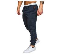 Herren-Cargohose mit Bündchen, schmale Passform, Cargo-Jogginghose, lässiger Kordelzug, Kampf-Arbeitshose mit 6 Taschen, Baumwolle, taktische Arbeitshose, Jogginghose, leicht, Laufen, Workout