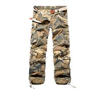 Herren Cargohose Mit Taschen Outdoor Baggy Camouflage Hosen Jogger Pants Gelb 38