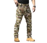 Herren-Cargohose, schnell trocknend, taktische Hose, leicht, atmungsaktiv, Motorrad, Arbeit, Cargohose, elastisch, langlebig und praktisch, Militär-Outdoor-Hose, mehrere Taschen, camouflage, L