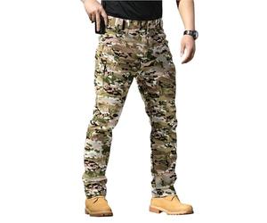Herren-Cargohose, schnell trocknend, taktische Hose, leicht, atmungsaktiv, Motorrad, Arbeit, Cargohose, elastisch, langlebig und praktisch, Militär-Outdoor-Hose, mehrere Taschen, camouflage, L