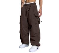 Herren Cargohosen Lang Fallschirmhosen Baggy Hose mit Taschen Y2K Sweathose mit Tunnelzug Outdoorhose 2024 Freizeithose Leichte Arbeitshosen Lässig Jogginghose Pants Streetwear(#B Coffee,L)