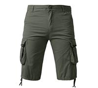 Herren Cargoshorts Männer Kurze Dünne Lose Plus Size Shorts Multipocket Hose Outdoor Casual Camouflage Cropped Baumwolle Hosen Kurz Sehr Sommer Cargo Short Cargohose Bermuda Jogginghose Grün L