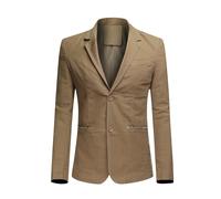 Herren Casual 2 Knöpfe Herbst Blazer Slim Fit Sport Mantel Beige XL