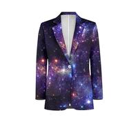 Herren Casual Blazer Langarm Anzug Jacken Sport Mäntel Ein-Knopf Business Jacke mit Tasche S-5XL, Galaxy Space, M