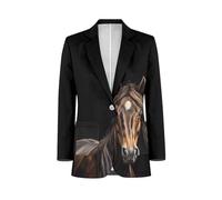 Herren Casual Blazer Langarm Anzugjacken Sportmäntel One Button Business Jacke mit Tasche S-5XL, Pferdedruck, L