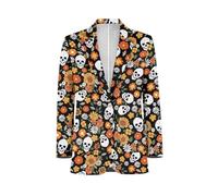 Herren Casual Blazer Langarm Anzugjacken Sportmäntel One Button Business Jacke mit Tasche S-5XL, Totenkopf Blume, 5XL