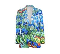 Herren Casual Blazer Langarm Anzugjacken Sportmäntel One Button Business Jacke mit Tasche S-5XL, Van Gogh Irises, L