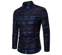 Herren Casual Button Down Jeanshemden Langarmkleid Herrenhemd Casual Langarm Plaid Shirts Button-Down Shirts für Karohemd Langarm Plaid Patchwork Western Casual Regular Fit Tops