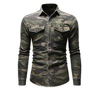 Herren Casual Button Shirts Ärmel Oberhemd Slim Fit Shirt Langarm Slim Fit Herren Langarmhemd Slim Camouflage Shirt Herren Blumenhemd Casual Button Down Langarm Blumendruck Shirt