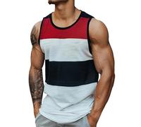 Herren Casual Fashion Gestreiftes Color Blocking Tank Top Sommer Tanktop Slim Fit Muskelshirt Sport Tshirt Ohne Ärmel Lässig Trägershirt Bequeme Ärmellose T-Shirt Leichte Sommershirt