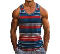 Herren Casual Fashion Gestreiftes Color Blocking Tank Top Sommer Tanktop Slim Fit Muskelshirt Sport Tshirt Ohne Ärmel Lässig Trägershirt Bequeme Ärmellose T-Shirt Leichte Sommershirt