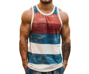 Herren Casual Fashion Gestreiftes Color Blocking Tank Top Sommer Tanktop Slim Fit Muskelshirt Sport Tshirt Ohne Ärmel Lässig Trägershirt Bequeme Ärmellose T-Shirt Leichte Sommershirt