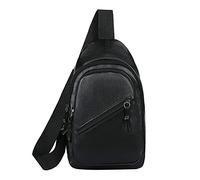 Herren Casual Lederweste mit integrierter Motorrad Ledertasche echtem Schaffell robustem Rindsleder für stilvolle Aufbewahrung (Black, One Size)