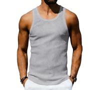 Herren Casual Modische Gestreifte Stretch Weste Für Sport Und Fitness Schnelltrocknend Atmungsaktiv Bequemes Basis Oberteil Für Training Gym Und Alltäglichen Freizeitgebrauch(Hellgrau,XXL)