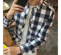 Herren Casual Retro Plaid Hemd Langarm für Arbeit Ausflug und Alltag Mode Street Style Hemd (2XL 6908 Pure Grid Weiß)