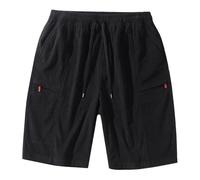 Herren Casual Shorts Leichte Strand Elastische Taille Kordelzug Tennis Hose XXL Lounge Wear Mens Chino Slim Fit Cord Baggy Jorts Stretch Weiss Leinenhose Kurz Sommer Set Cargo
