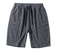 Herren Casual Shorts Leichte Strand Elastische Taille Kordelzug Tennis Hose XXL Lounge Wear Mens Chino Slim Fit Cord Baggy Jorts Stretch Weiss Leinenhose Kurz Sommer Set Cargo