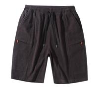 Herren Casual Shorts Leichte Strand Elastische Taille Kordelzug Tennis Hose XXL Lounge Wear Mens Chino Slim Fit Cord Baggy Jorts Stretch Weiss Leinenhose Kurz Sommer Set Cargo