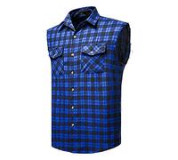 Herren Checkshirt Sleeveless Hemd Kariert Ärmellose Hemden Regular fit Flanellhemd Männer Sommer Baumwollhemd T-Shirt Tank Tops Freizeithemd