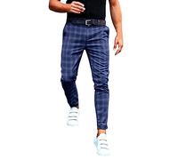 Herren Chino Hose Kariert Stoffhose Stretch Streetwear Lange Freizeithose Slim Fit Business Anzughosen Herrenhose Fitness