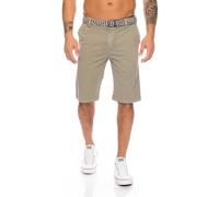 Herren Chino Shorts inkl Gürtel H-109: Dunkelbeige / W30