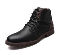 Herren Chukka Lederstiefel Retro-Stil Rundem Kurzschaft Stiefel wasserabweisend Desert Boots,Schwarz,41 EU