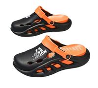 Herren-Clogs mit geschlossener Zehenpartie, dicke Plateau-Sandalen, verstellbarer Fersenriemen, rutschfest, Strand, Dusche, Wandern, lässig, Sport, Outdoor, Rutsche(Orange,44 EU)