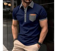 Herren Colour-Block Kurzarm Kragen Business Lässig Poloshirt, für Ehemann, für Ausgehen