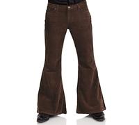 Herren Cord Relaxed Vintage 60er 70er Jahre Bell Bottom Pants Stretch Fit Classic Comfort Flared Flares Retro Disco Pants, Kaffee, X-Groß
