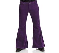 Herren Cord Relaxed Vintage 60er 70er Jahre Bell Bottom Pants Stretch Fit Classic Comfort Flared Flares Retro Disco Pants, Violett, X-Groß