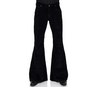 Herren Cord Relaxed Vintage 60er 70er Jahre Bell Bottom Pants Stretch Fit Classic Comfort Flared Flares Retro Disco Pants, schwarz, X-Groß