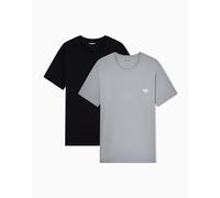EMPORIO ARMANI Herren T-Shirts, 2er Pack - CORE LOGOBAND, Rundhals, Regular Fit, Stretch Cotton Schwarz/Grau 2XL