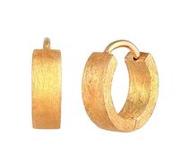 Kuzzoi Herren-Ohrringe Creolen gebürstet, 1 Paar Klapp-Creolen (13mm) rund, Goldene Ohrringe für Männer, Creolen Ohrhänger 925 Sterling Silber vergoldet, hochwertiges Hoop Ohrringe für Männer